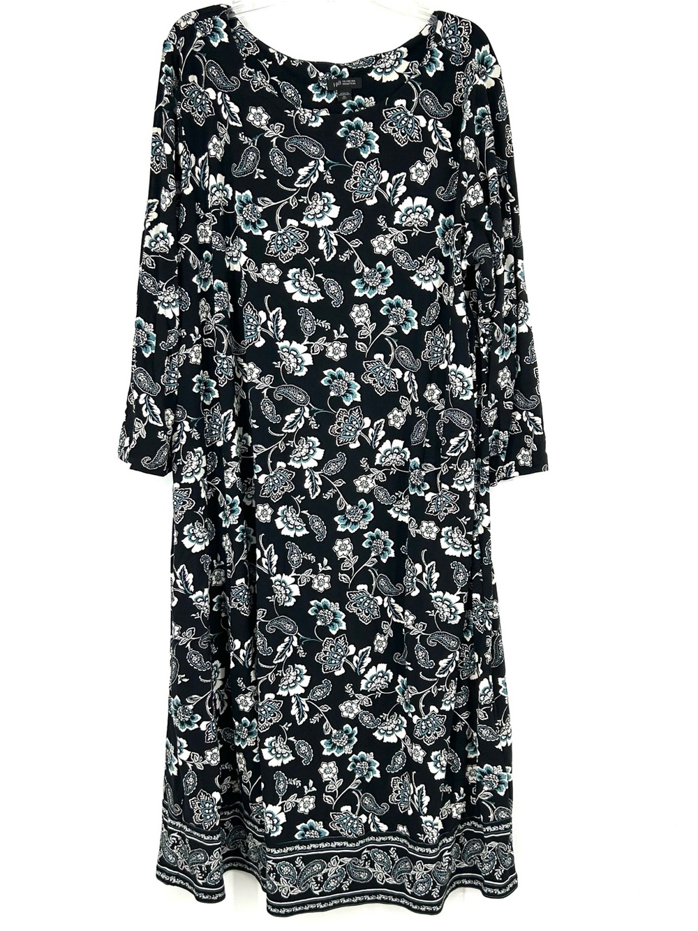 J Jill XL Tall Wearever Black Floral Midi Dress